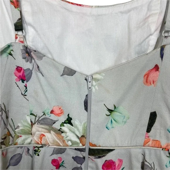 Asos Spaghetti Strap Floral Bodycon Midi Dress Blue Multi Size 6 - Picture 7 of 8